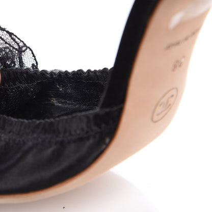 Chanel Satin Mesh Camellia CC Sandals size 38 Black 9 of 12