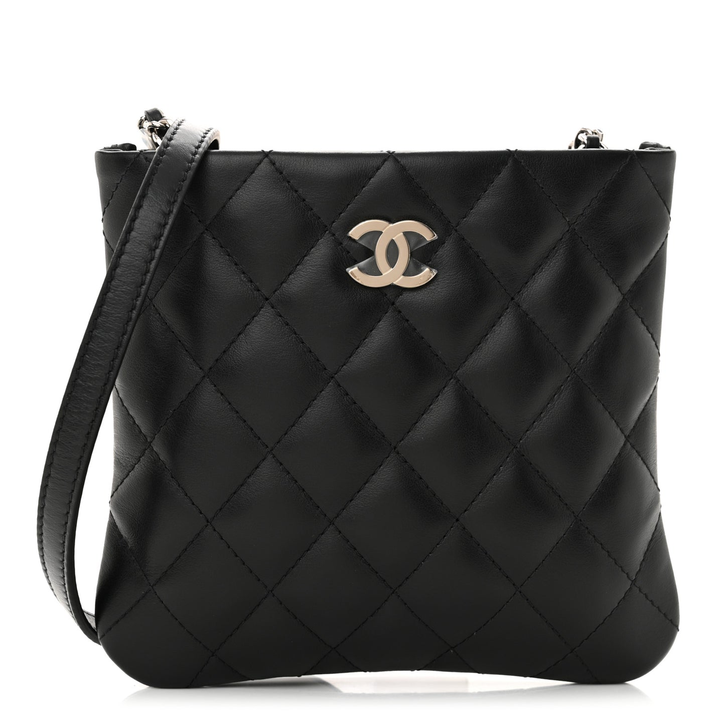 Lambskin Quilted Crossbody Bag Black