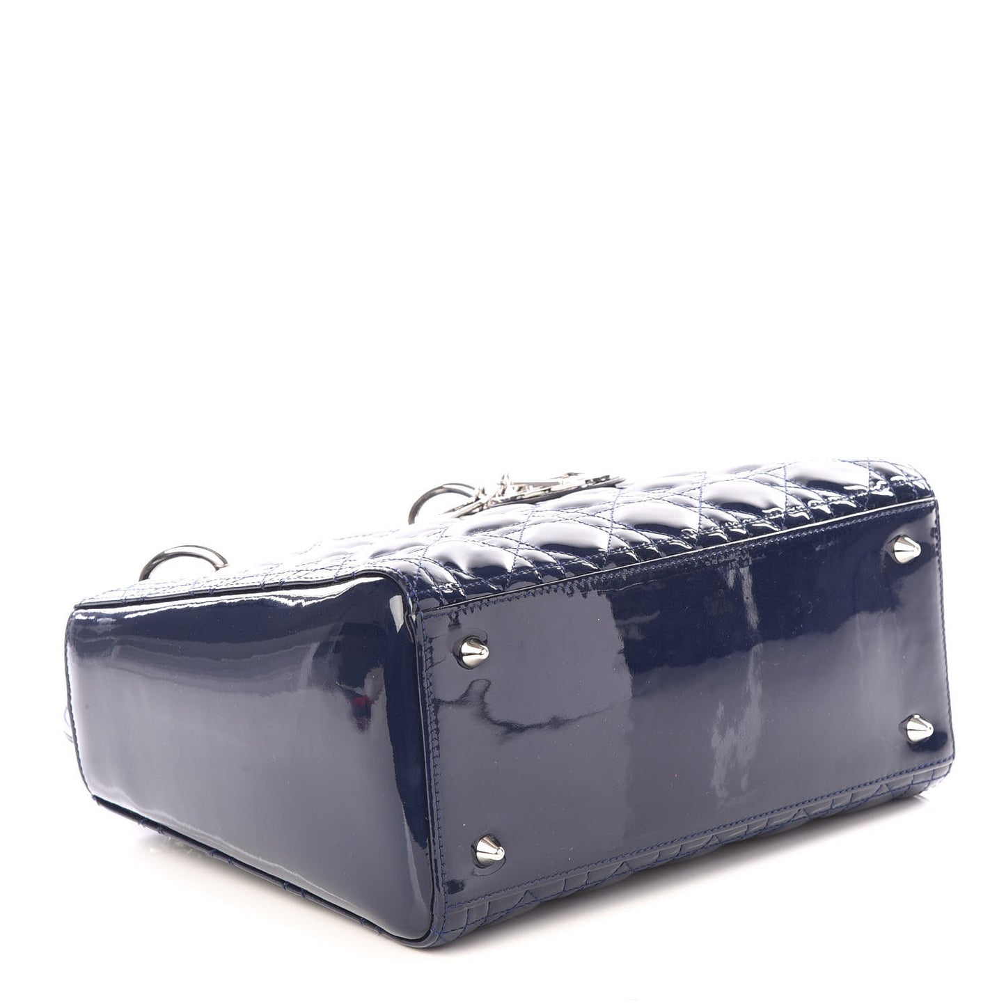 Patent Cannage Medium Lady Dior Navy Blue