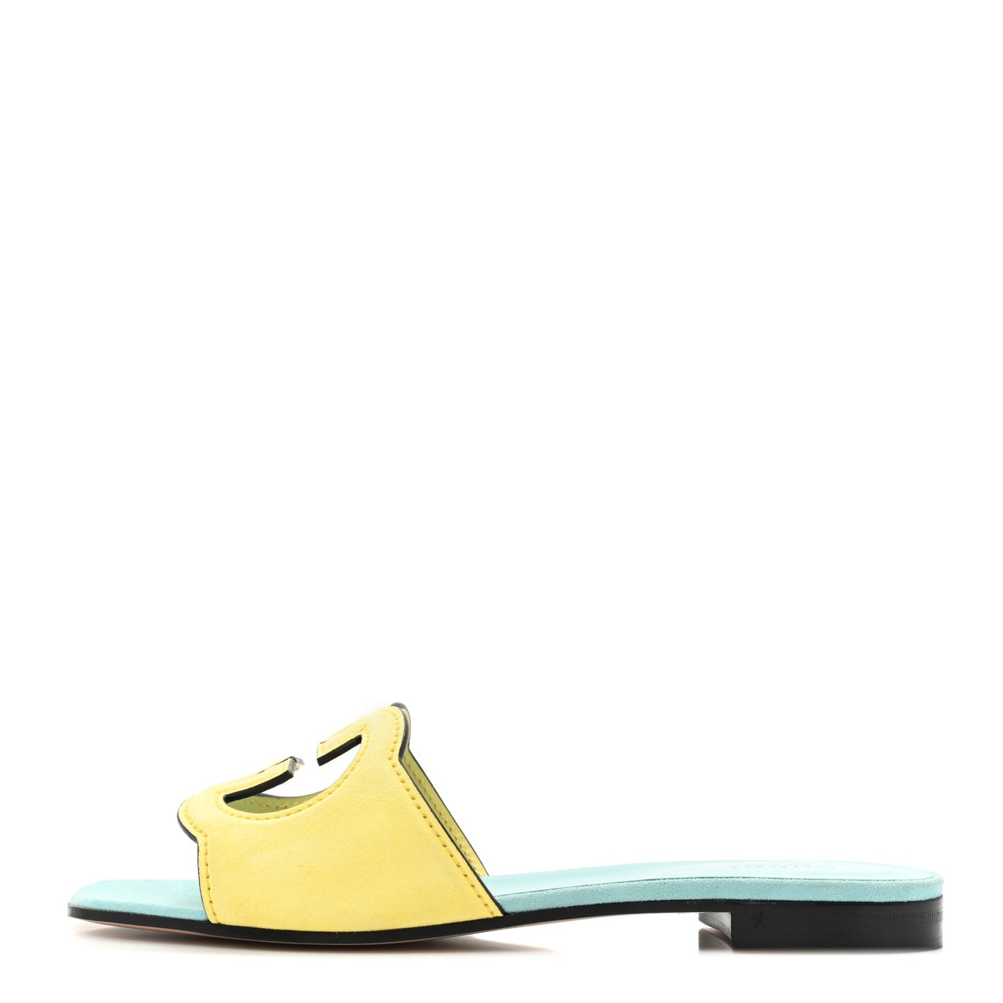Kid Scamosciato Interlocking G Cut Out Slide Sandals 38.5 Banana