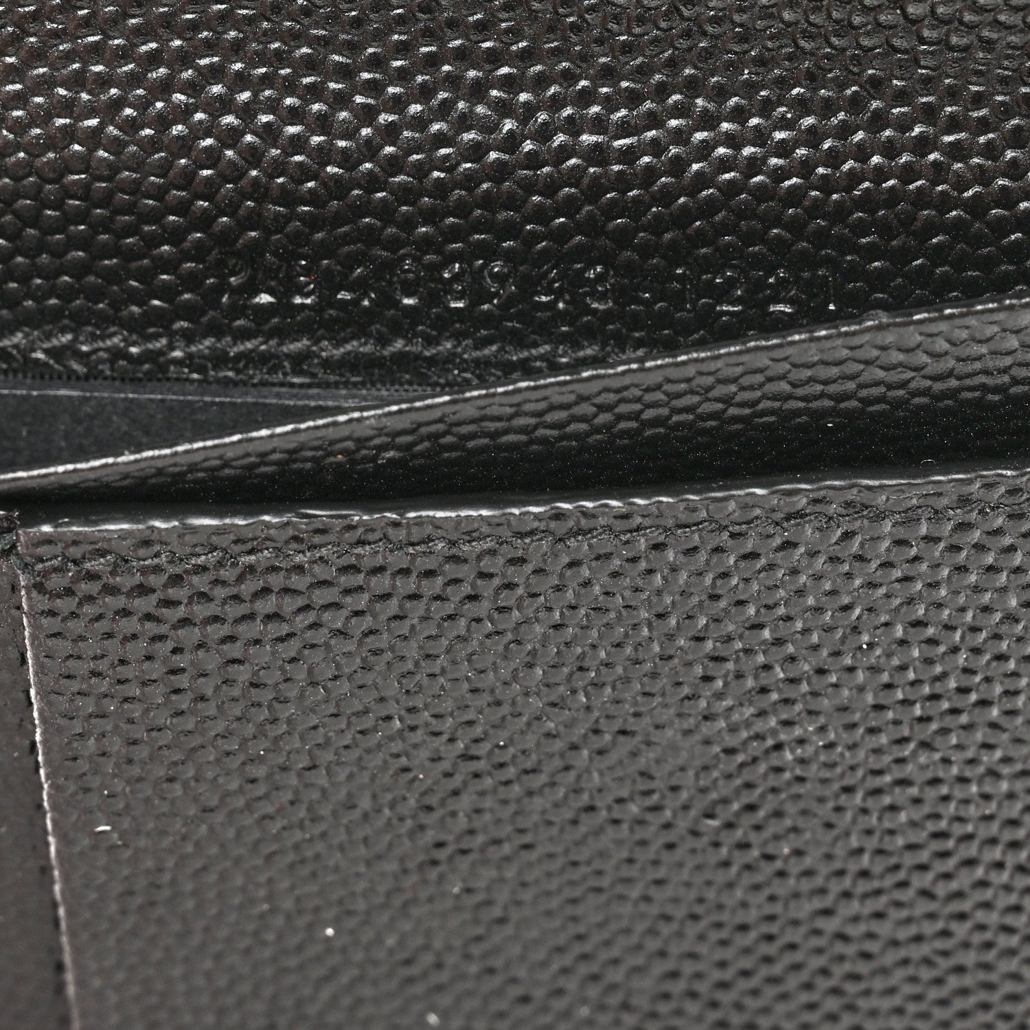 Saint Laurent Grain De Poudre Matelasse Chevron Monogram Compact Tri Fold Wallet Black 7 of 7