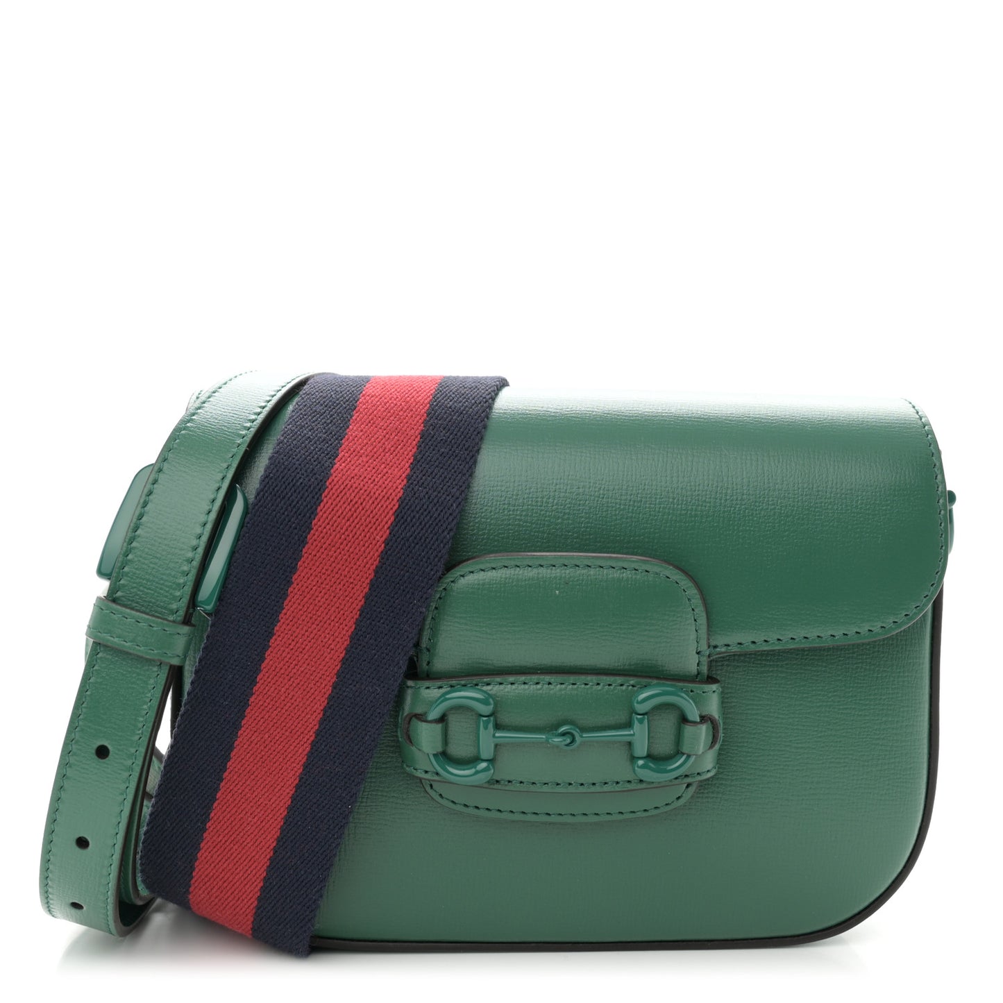 Azalea Calfskin Web Monochrome Horsebit 1955 Shoulder Bag Emerald