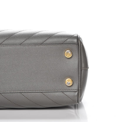 Saint Laurent Grain De Poudre Matelasse Chevron Monogram Shopping Bag Fog 9 of 11