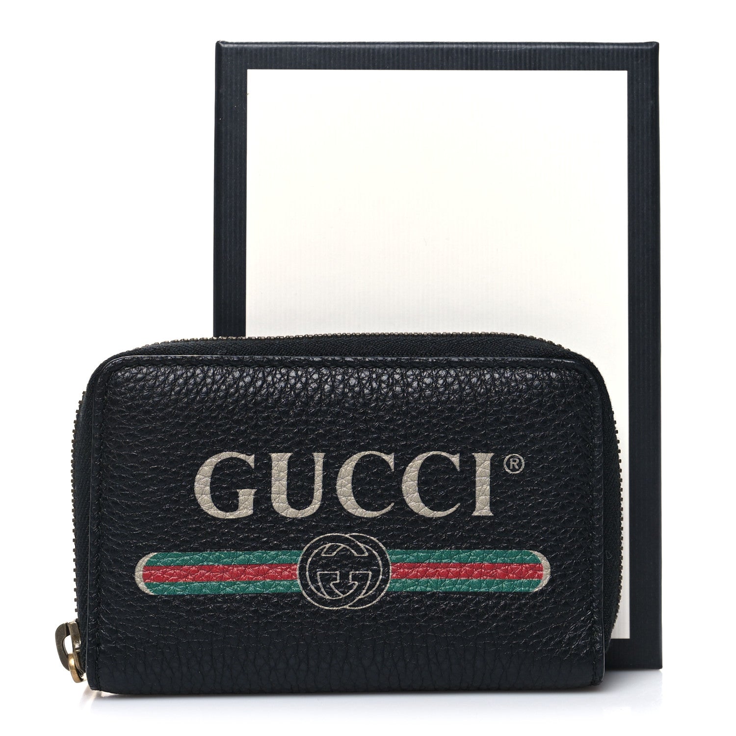 Gucci Calfskin Logo Zip Around Card Case Black 8 of 8