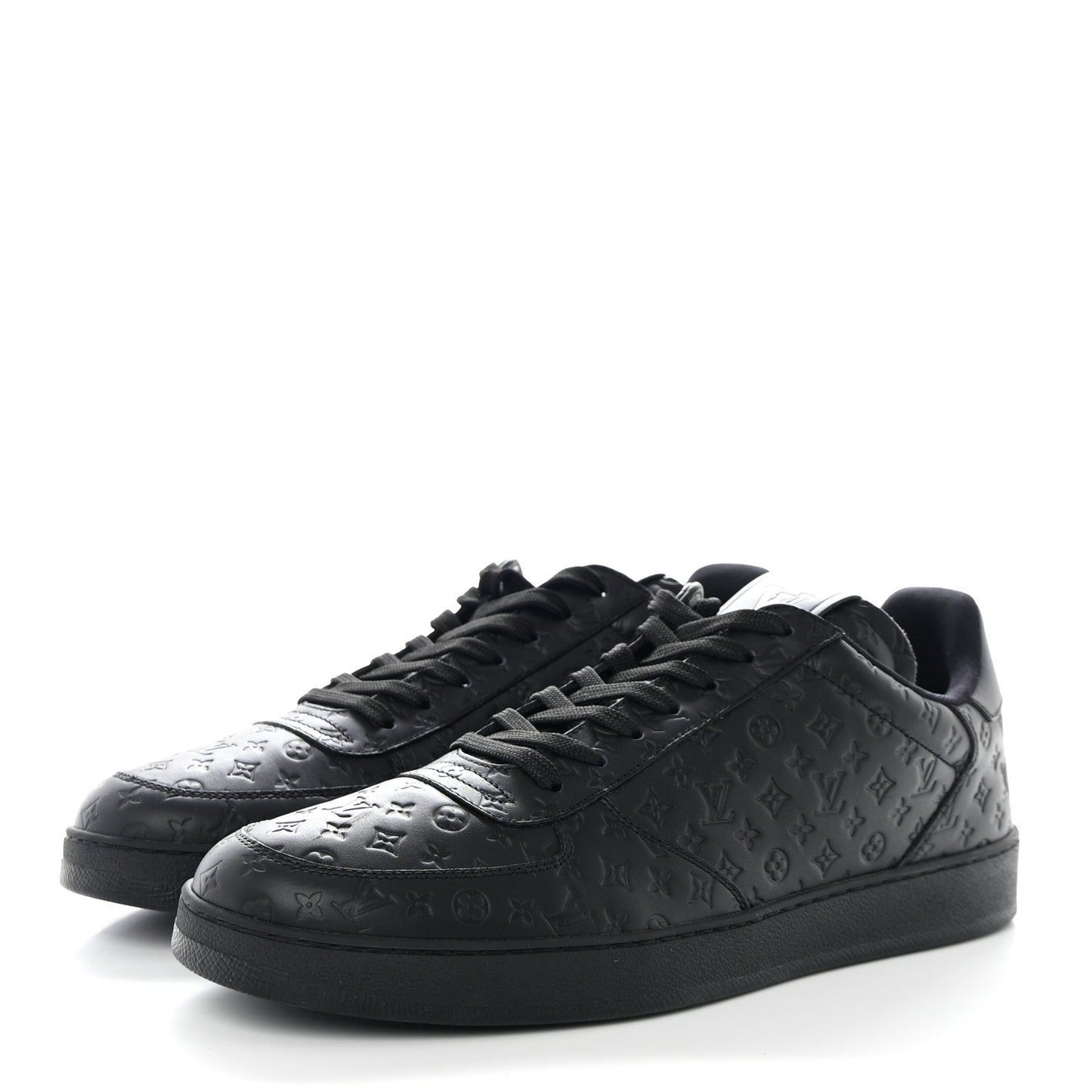 Calfskin Embossed Monogram Rivoli Mens Sneakers 8.5 Black