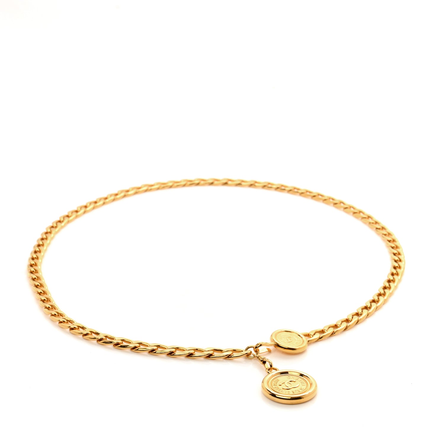 Metal Chain CC Medallion Belt Gold