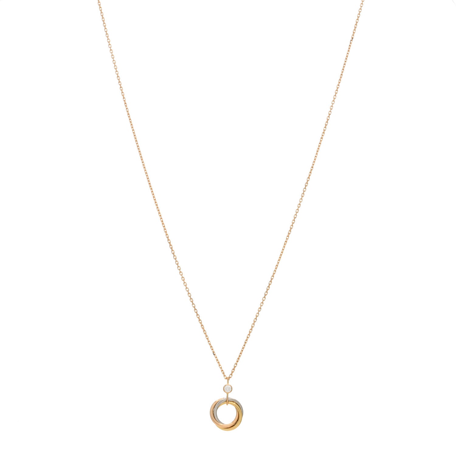 Cartier 18K Pink Yellow White Gold Diamond Trinity Pendant Necklace 1 of 3