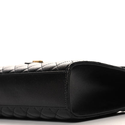 Saint Laurent Grain De Poudre Textured Mixed Matelasse Large Triquilt Monogram Satchel Black 9 of 9