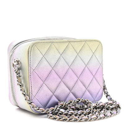 Chanel Gradient Metallic Calfskin Quilted Camera Bag Silver Blue Yellow Purple 3 of 10