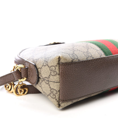 Gucci GG Supreme Monogram Textured Dollar Calfskin Web Small Ophidia Dome Shoulder Bag Beige Ebony New Acero 5 of 8