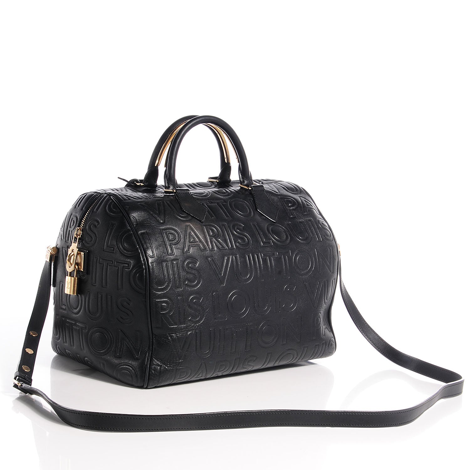 Louis Vuitton Calfskin Embossed Speedy Cube 30 Black 3 of 7