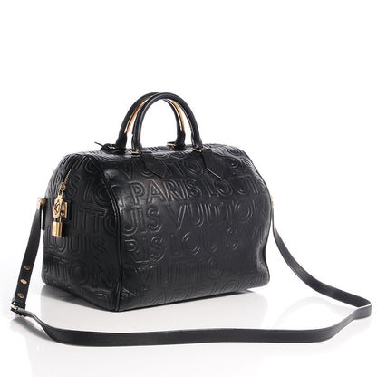 Louis Vuitton Calfskin Embossed Speedy Cube 30 Black 3 of 7