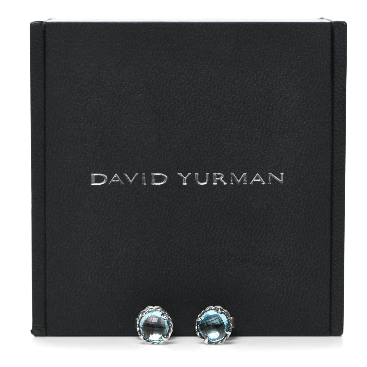 David Yurman Sterling Silver Blue Topaz 8mm Chatelaine Earrings 5 of 5