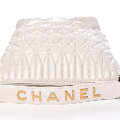 Chanel Glazed Calfskin Quilted State Of The Art Hobo White 9 of 11