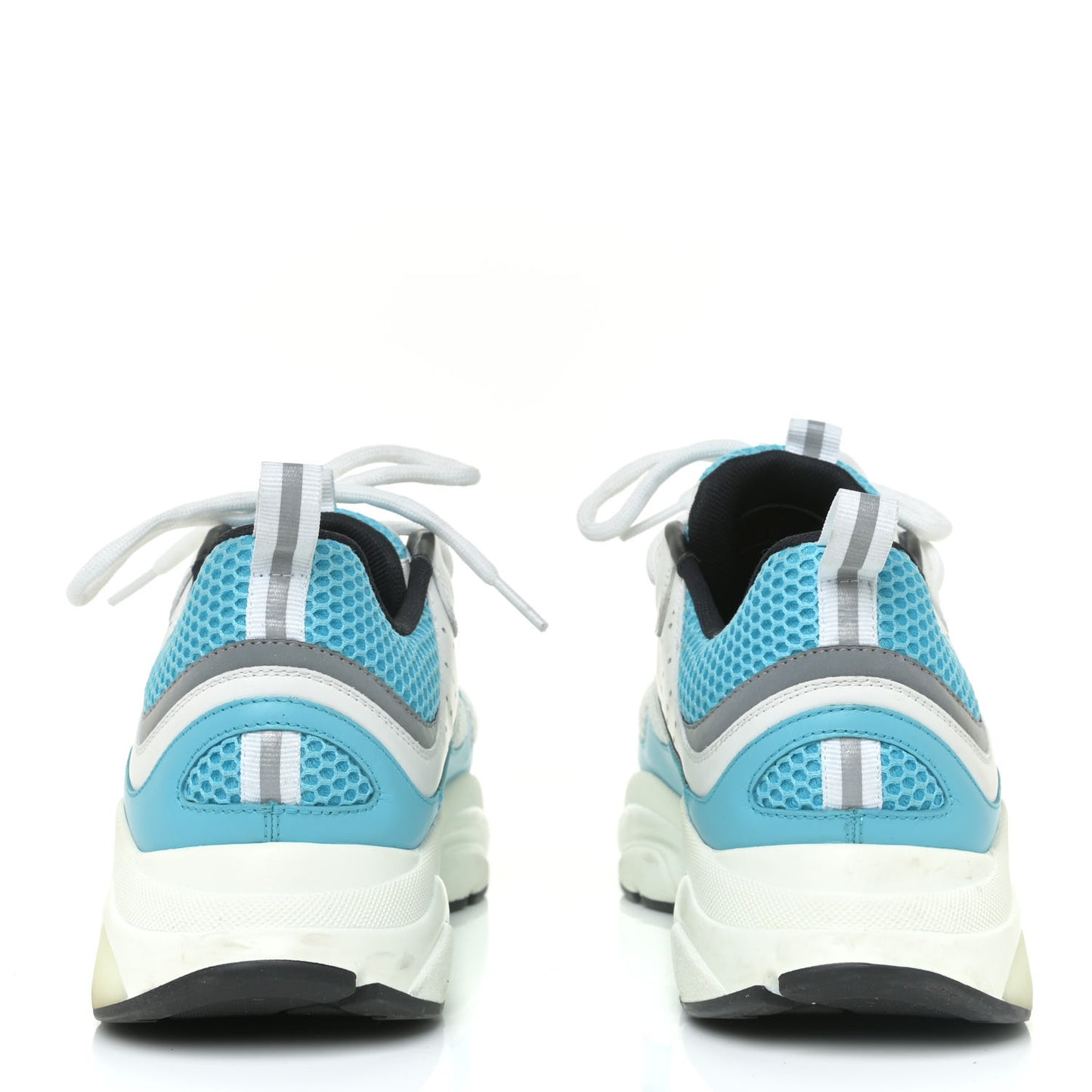 Technical Mesh Calfskin Mens B22 Sneakers 43 White Blue Grey