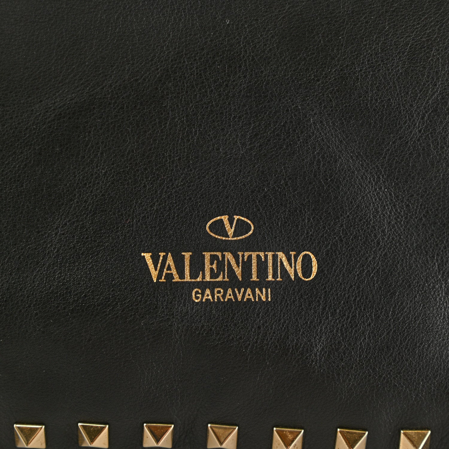 Valentino Garavani Vitello Oversized Rockstud Zip Wristlet Pouch Black 7 of 8