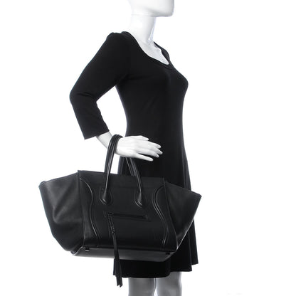 Celine Supple Calfskin Medium Phantom Luggage Black 2 of 10