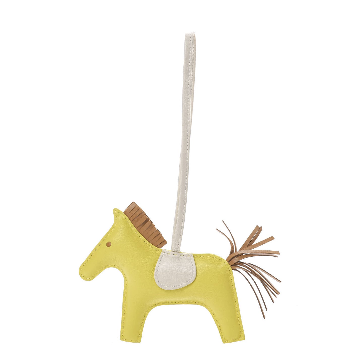 Milo Lambskin Grigri Rodeo Horse Bag Charm MM Lime Sesame Craie