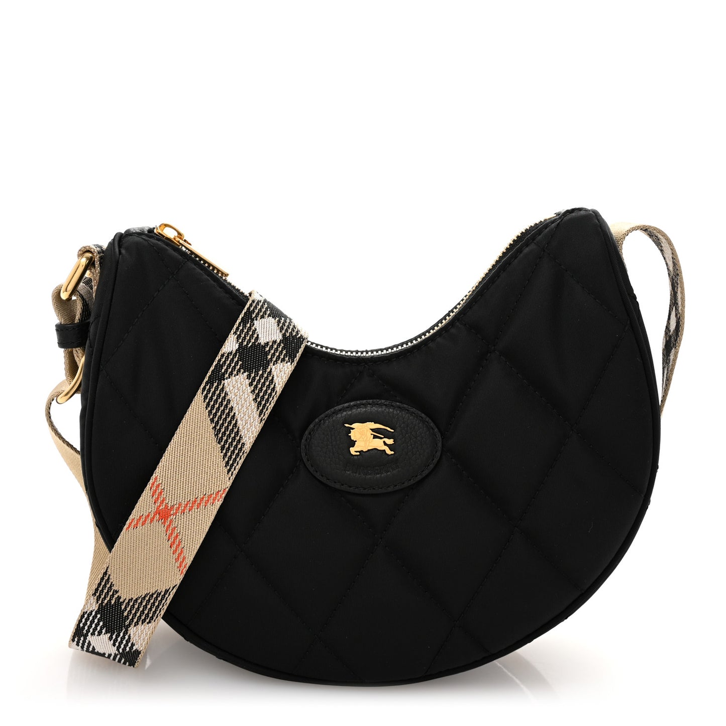 Nylon Horseshoe Crossbody Bag Black