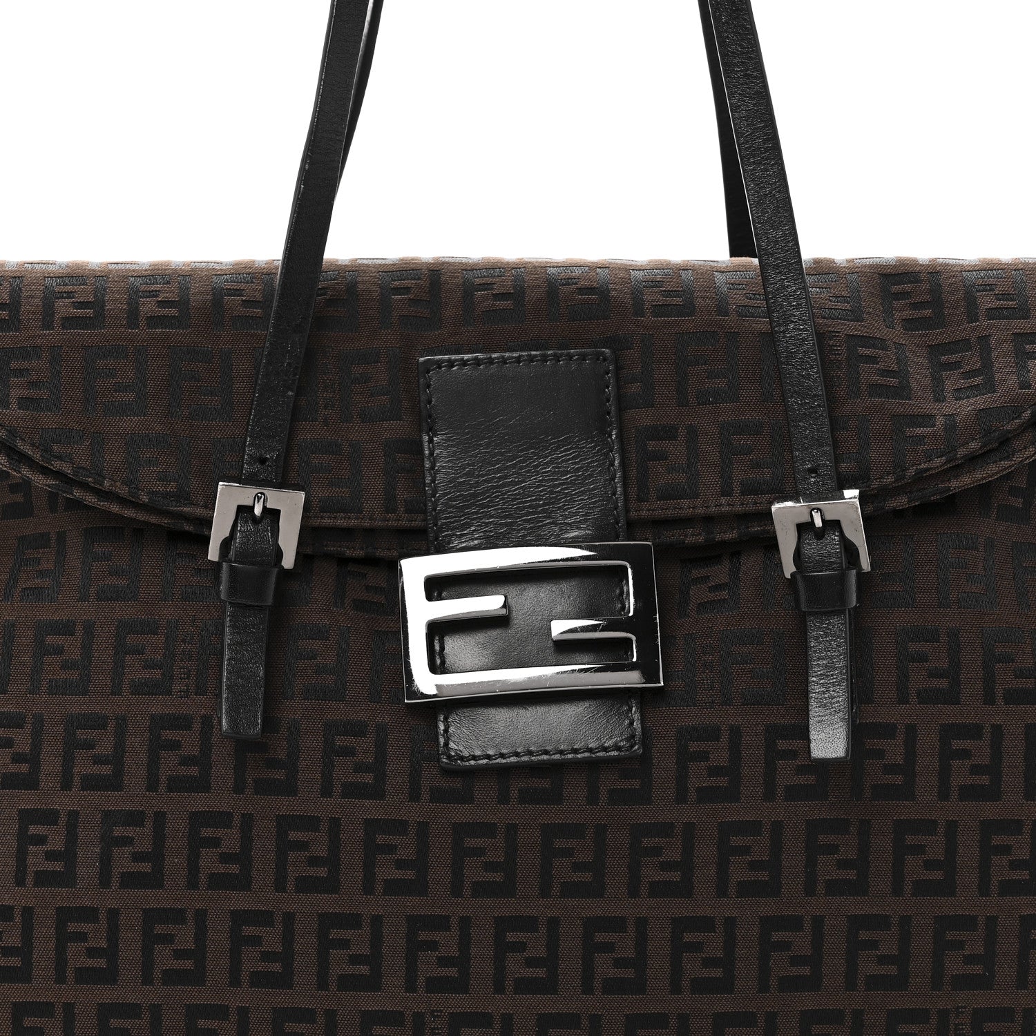Fendi Zucchino Baguette Tote Black Moro 7 of 9