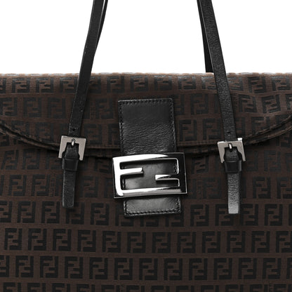 Fendi Zucchino Baguette Tote Black Moro 7 of 9