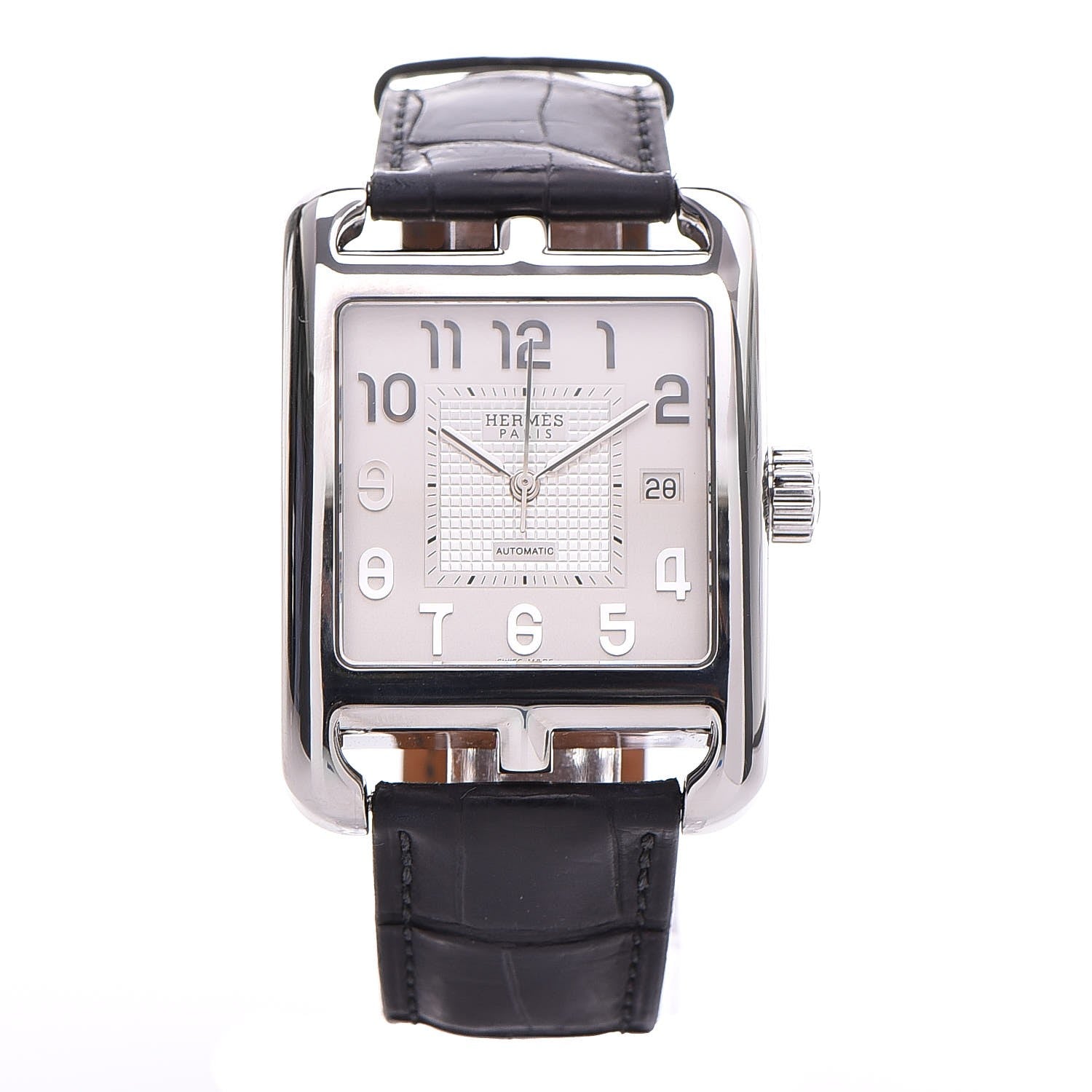 Hermes Stainless Steel Alligator 33mm Cape Cod Quartz Watch Noir 1 of 10
