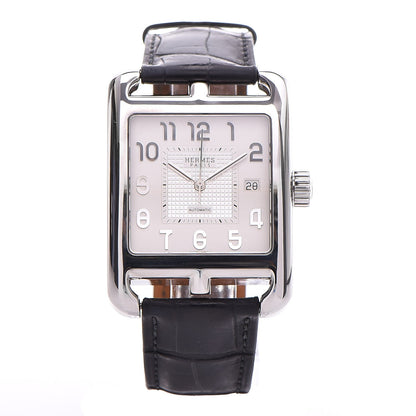 Hermes Stainless Steel Alligator 33mm Cape Cod Quartz Watch Noir 1 of 10