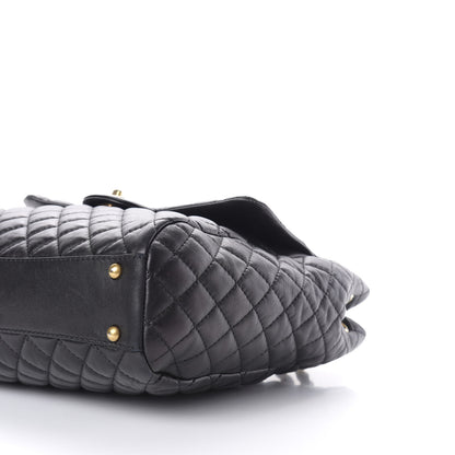 Chanel Lambskin Quilted Large Fluffy CC Shopping Tote Black 7 of 11