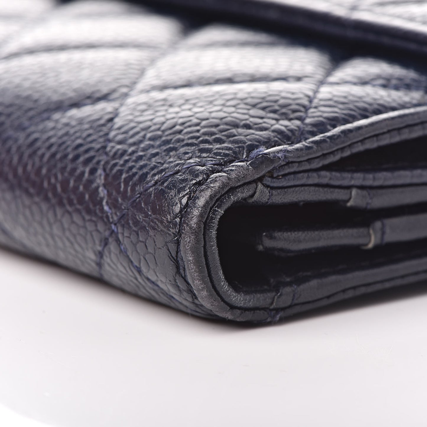 Caviar Quilted CC Long Double Wallet Navy