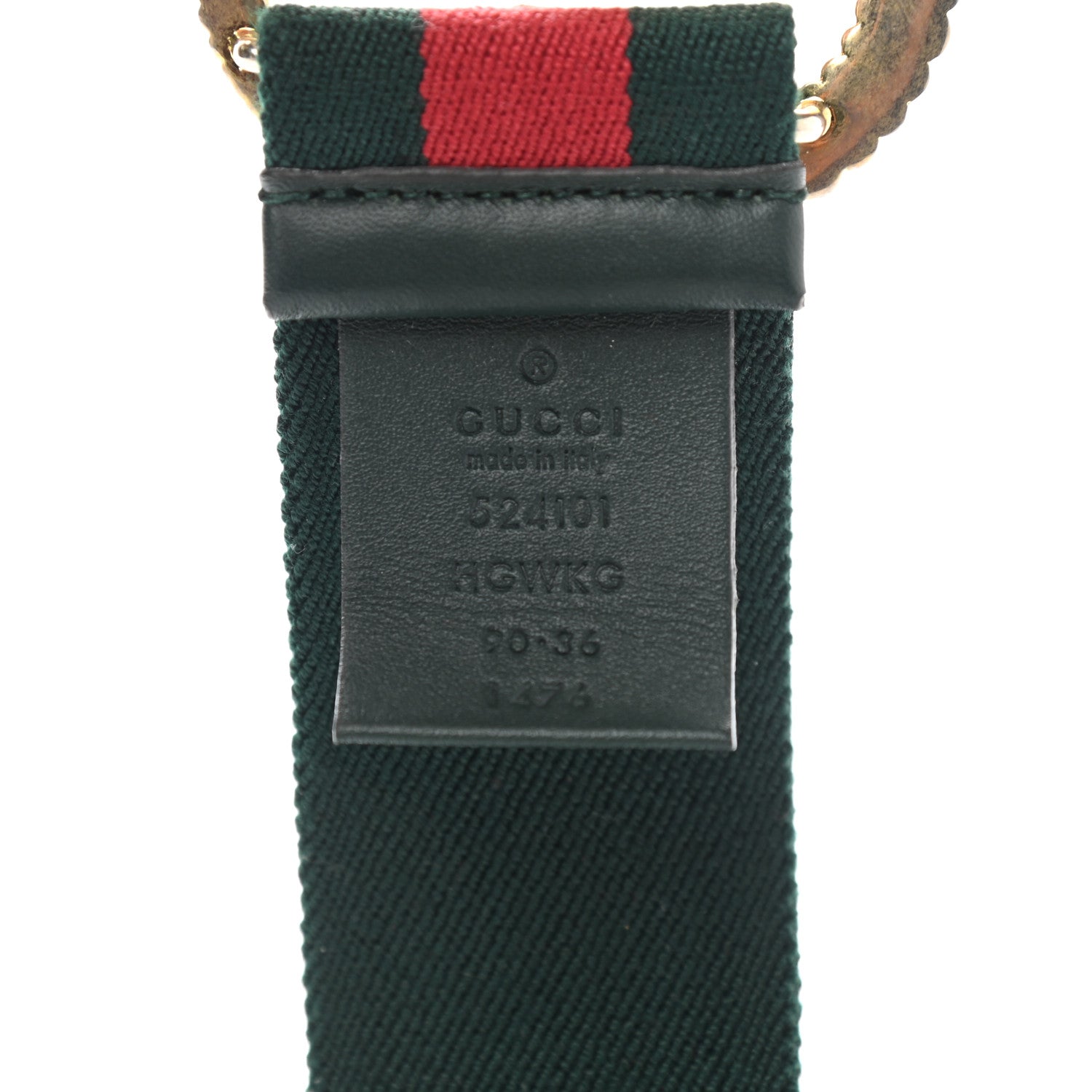 Gucci Canvas Torchon Double G Web Belt 90 36 Verde 3 of 5