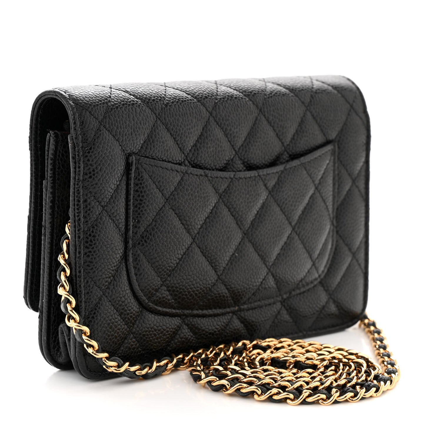 Caviar Quilted Wallet on Chain WOC Black