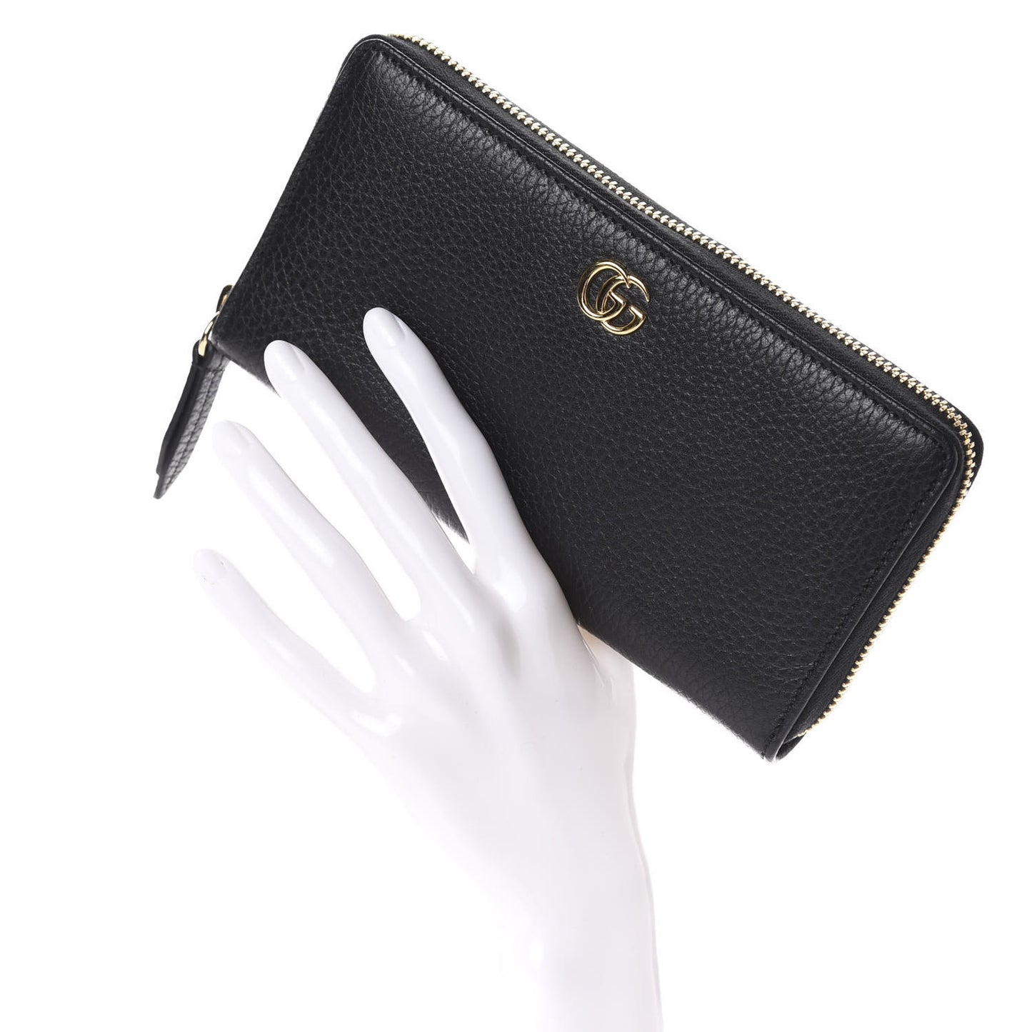 Dollar Calfskin GG Marmont Zip Around Wallet Black