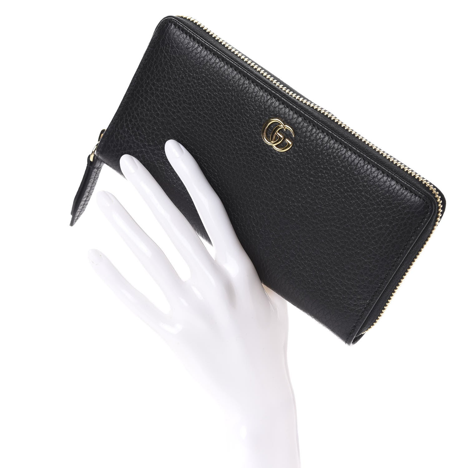 Gucci Dollar Calfskin GG Marmont Zip Around Wallet Black 2 of 6