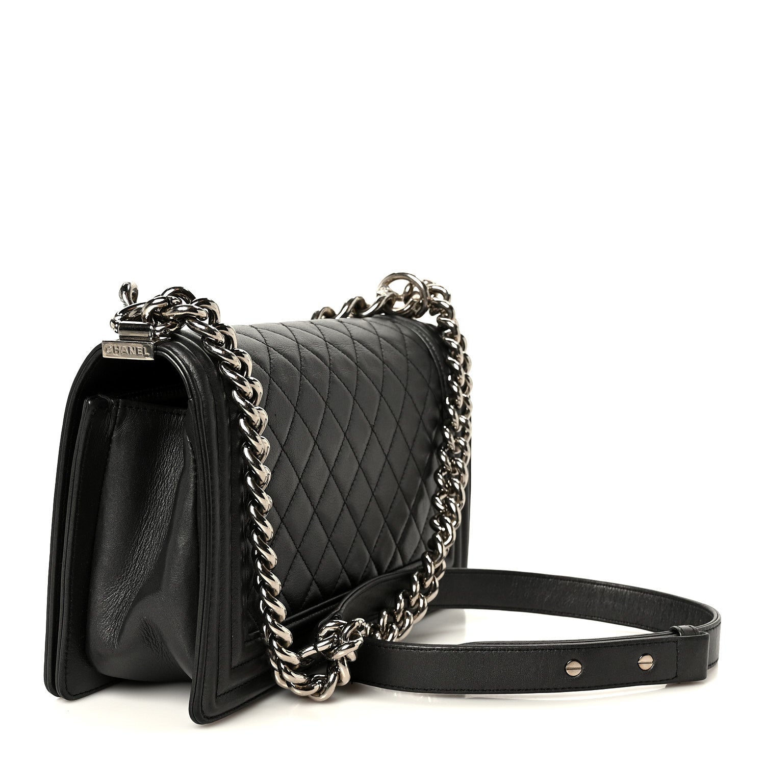 Chanel Metallic Lambskin Quilted Crystal Medium Boy Flap Grey 3 of 10
