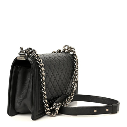 Chanel Metallic Lambskin Quilted Crystal Medium Boy Flap Grey 3 of 10