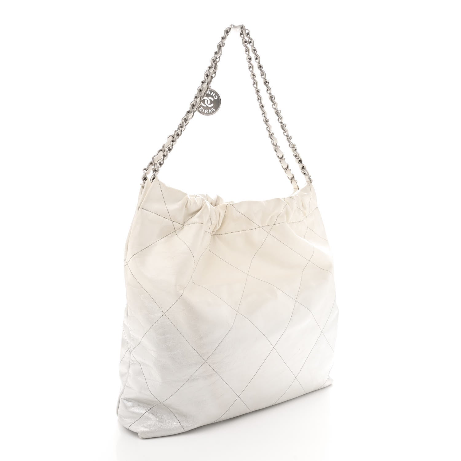 Chanel Metallic Shaded Calfskin Quilted Chanel 22 White Silver 4 of 12