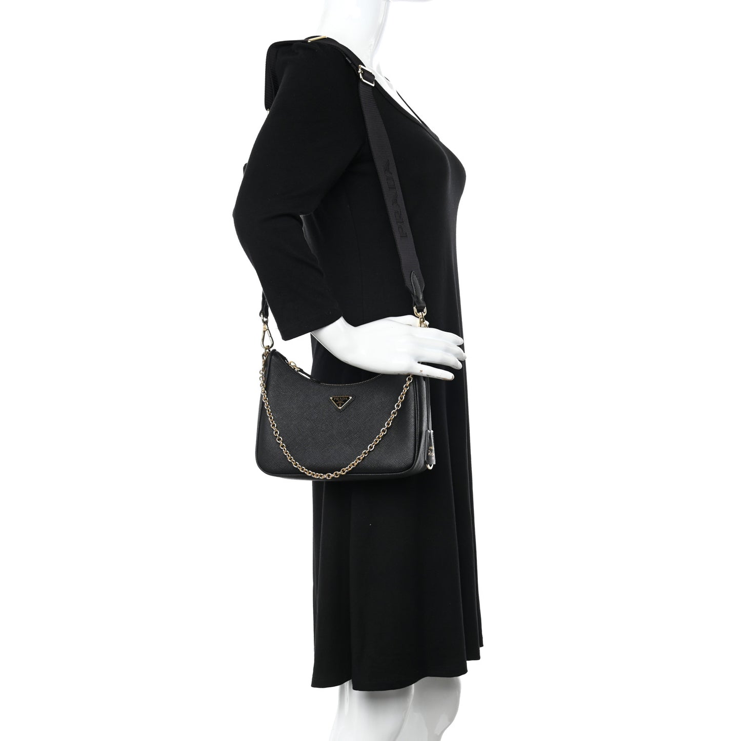 Saffiano Lux Re-Edition 2005 Shoulder Bag Black