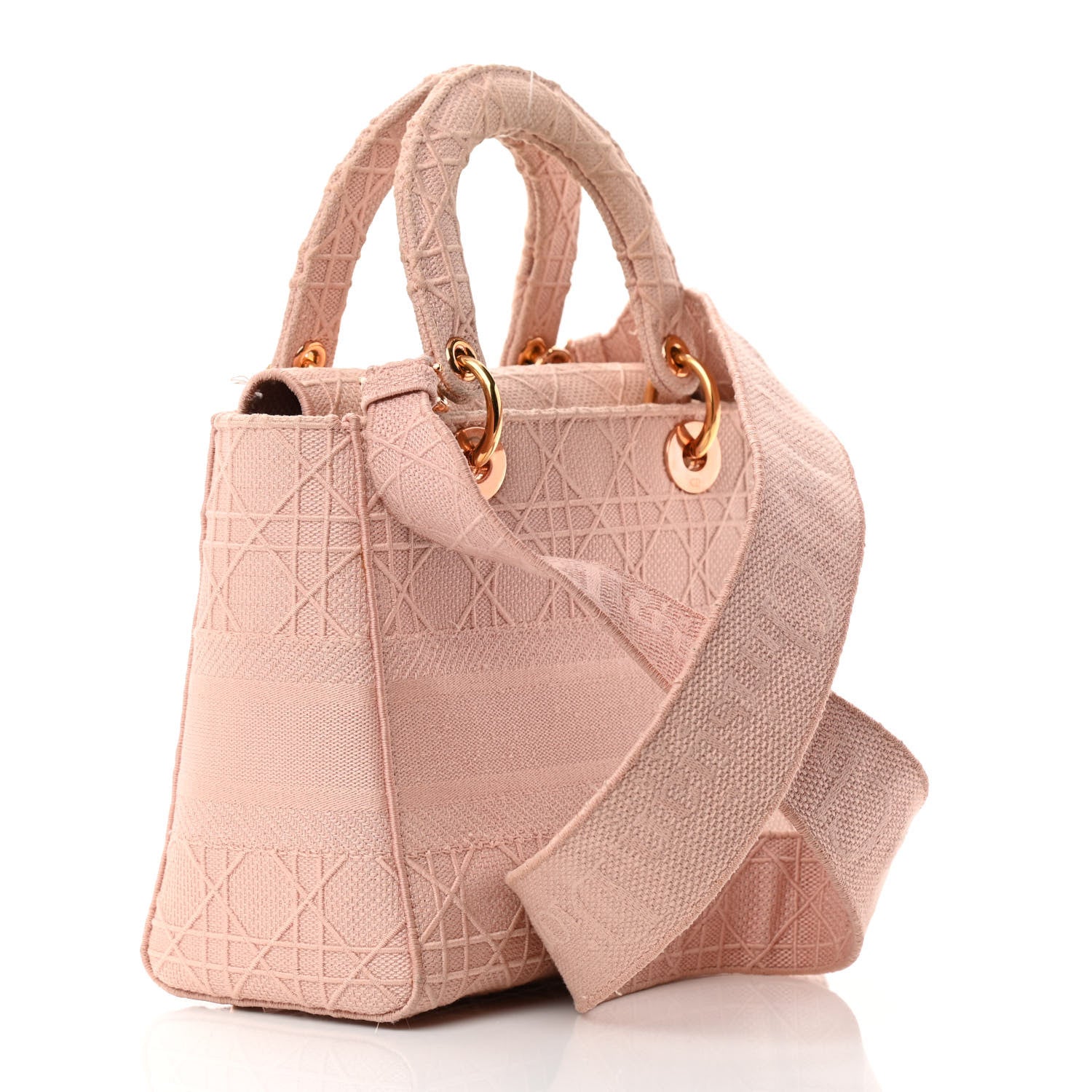 Christian Dior Canvas Embroidered Cannage Medium Lady D-Lite Pink 3 of 16