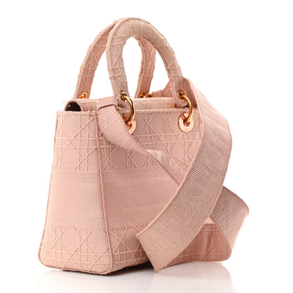Christian Dior Canvas Embroidered Cannage Medium Lady D-Lite Pink 3 of 16
