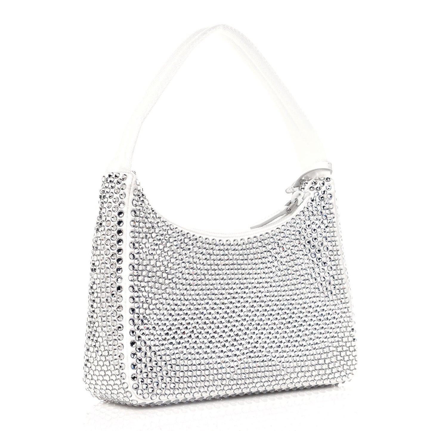 Satin Crystal Mini Re-Edition 2000 Bag White