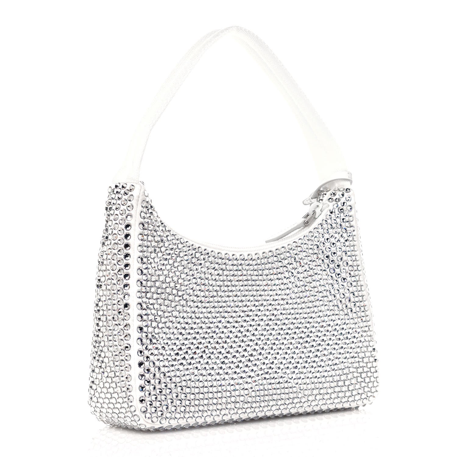 Prada Satin Crystal Mini Re-Edition 2000 Bag White 4 of 11