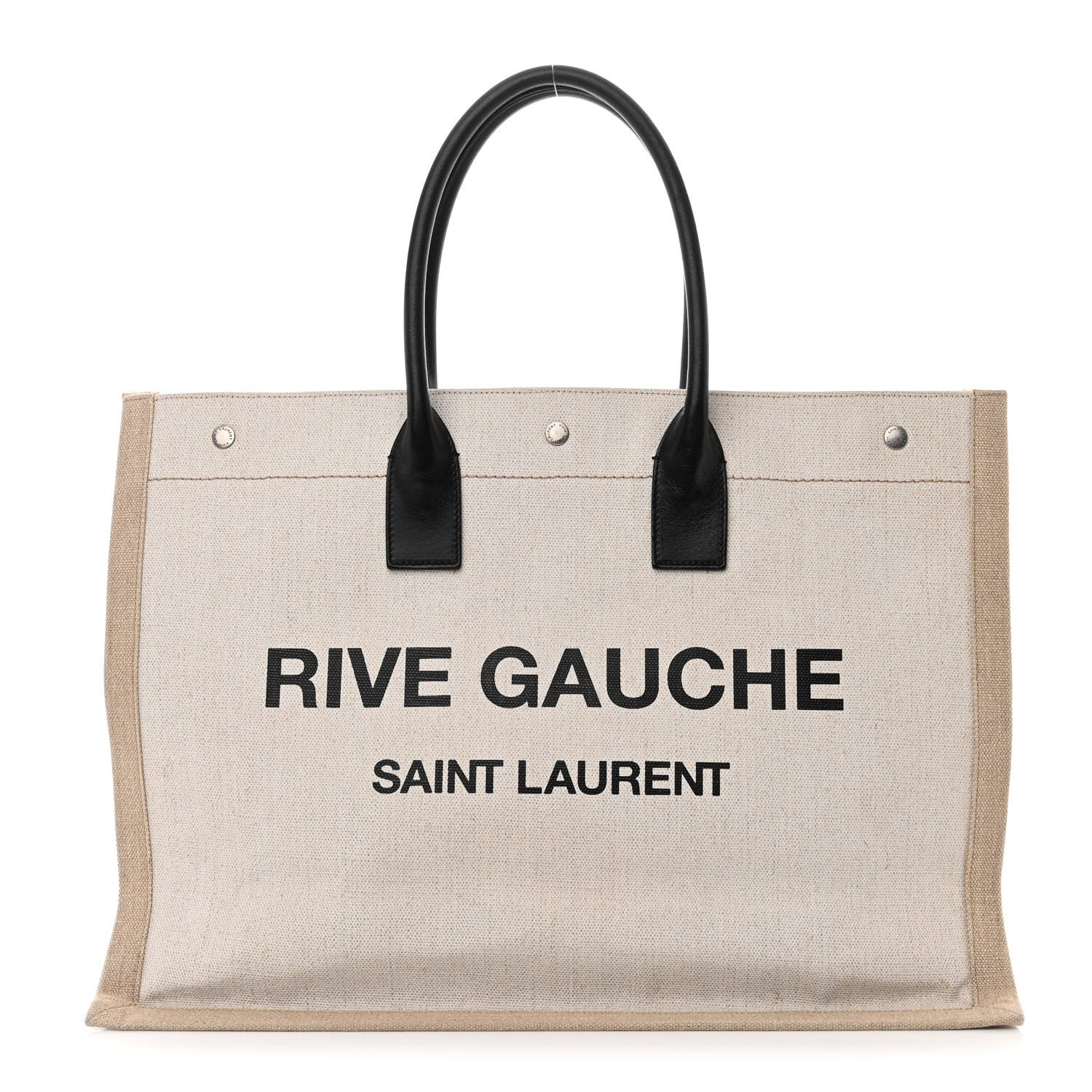 Saint Laurent Linen Calfskin Rive Gauche Tote Optic White 1 of 17