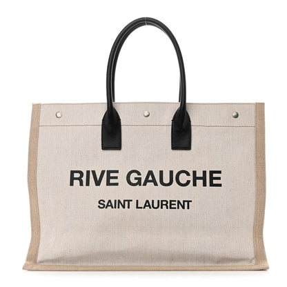 Saint Laurent Linen Calfskin Rive Gauche Tote Optic White 1 of 17