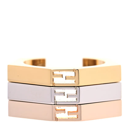 Fendi Metal Trio FF Baguette Ring M Gold Silver Rose Gold 1 of 5