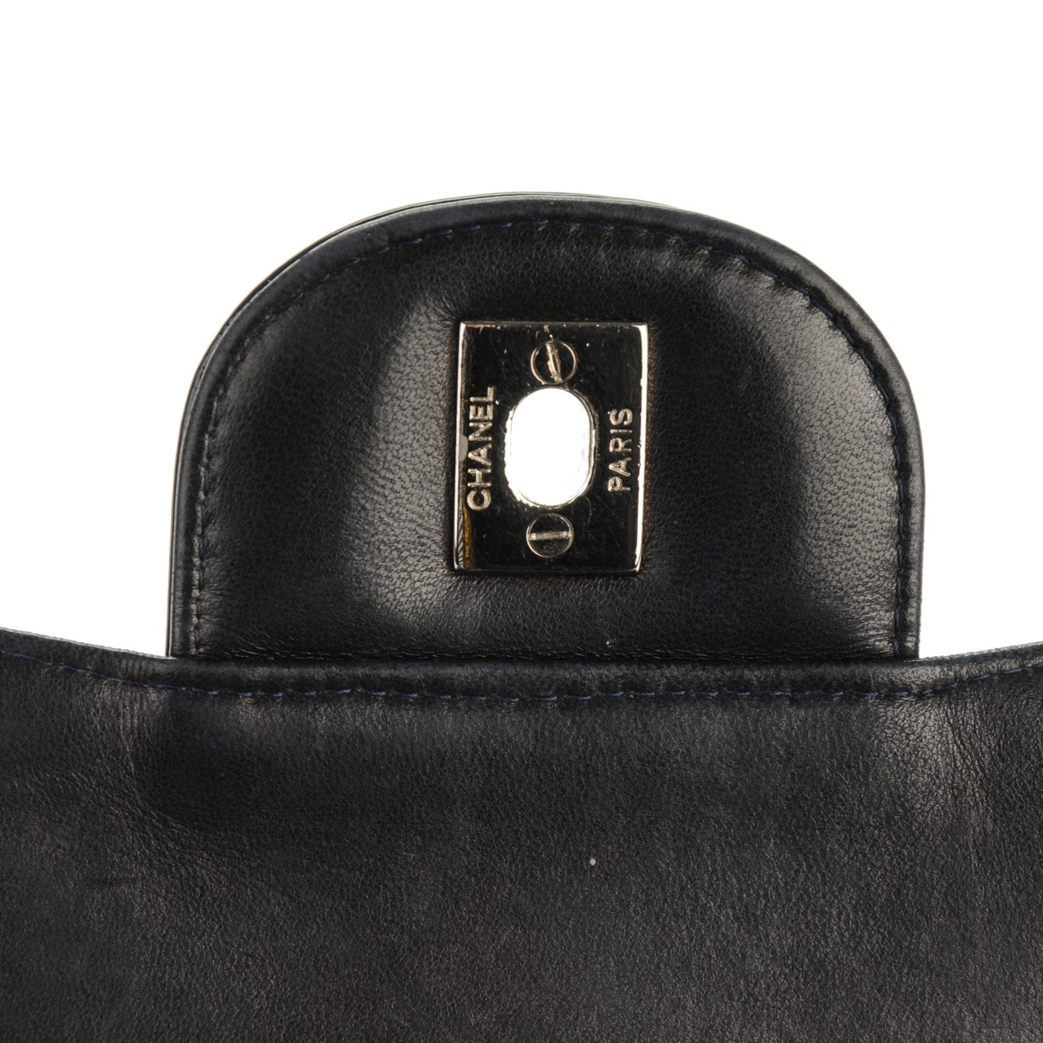 Chanel Distressed Patent Quilted Jumbo Single Flap Navy 6 of 10