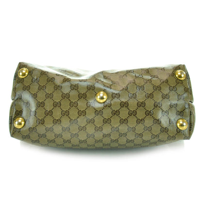 Gucci Crystal Monogram Medium Babouska Shopping Tote Dark Brown 6 of 11