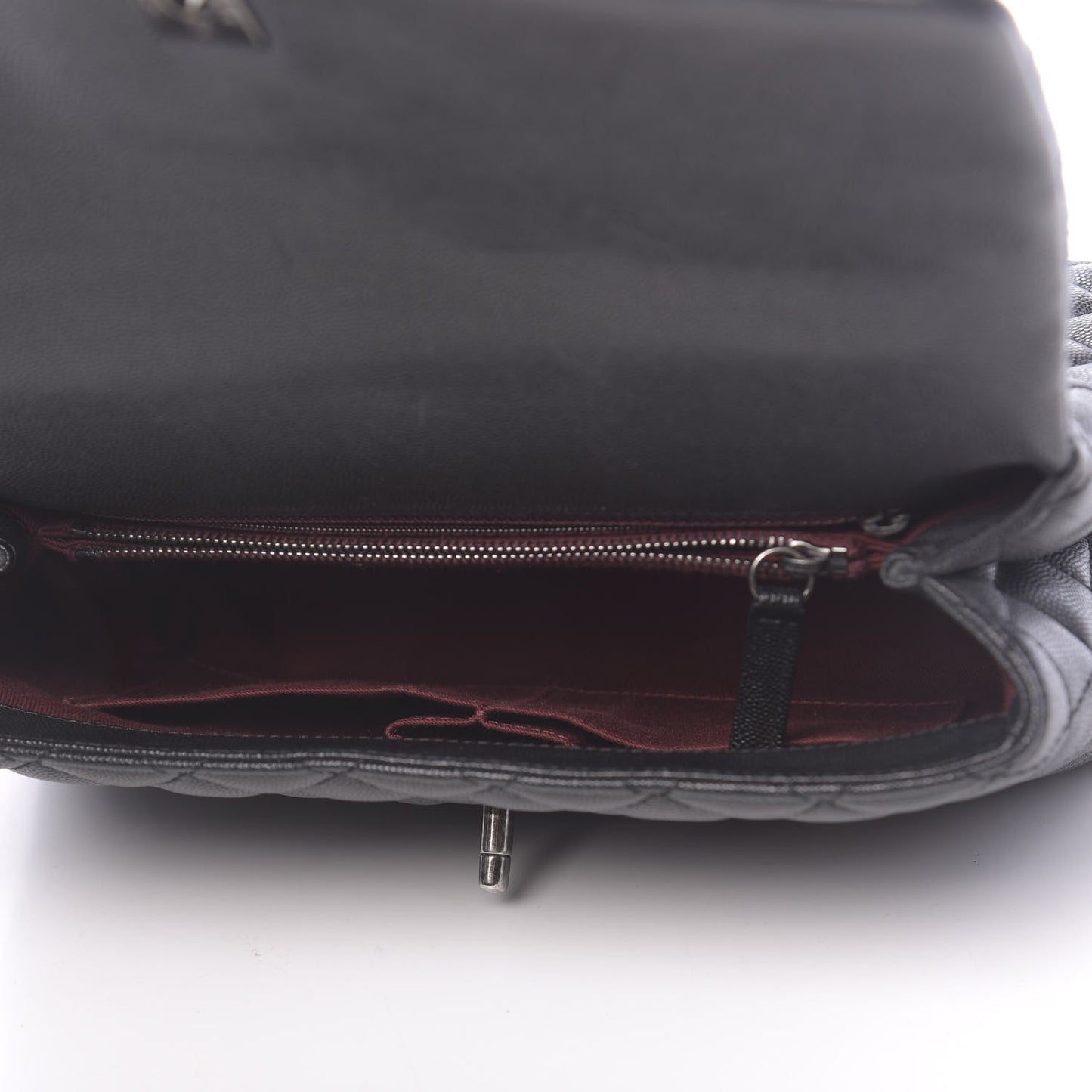 Caviar Quilted Small Coco Handle Flap Black