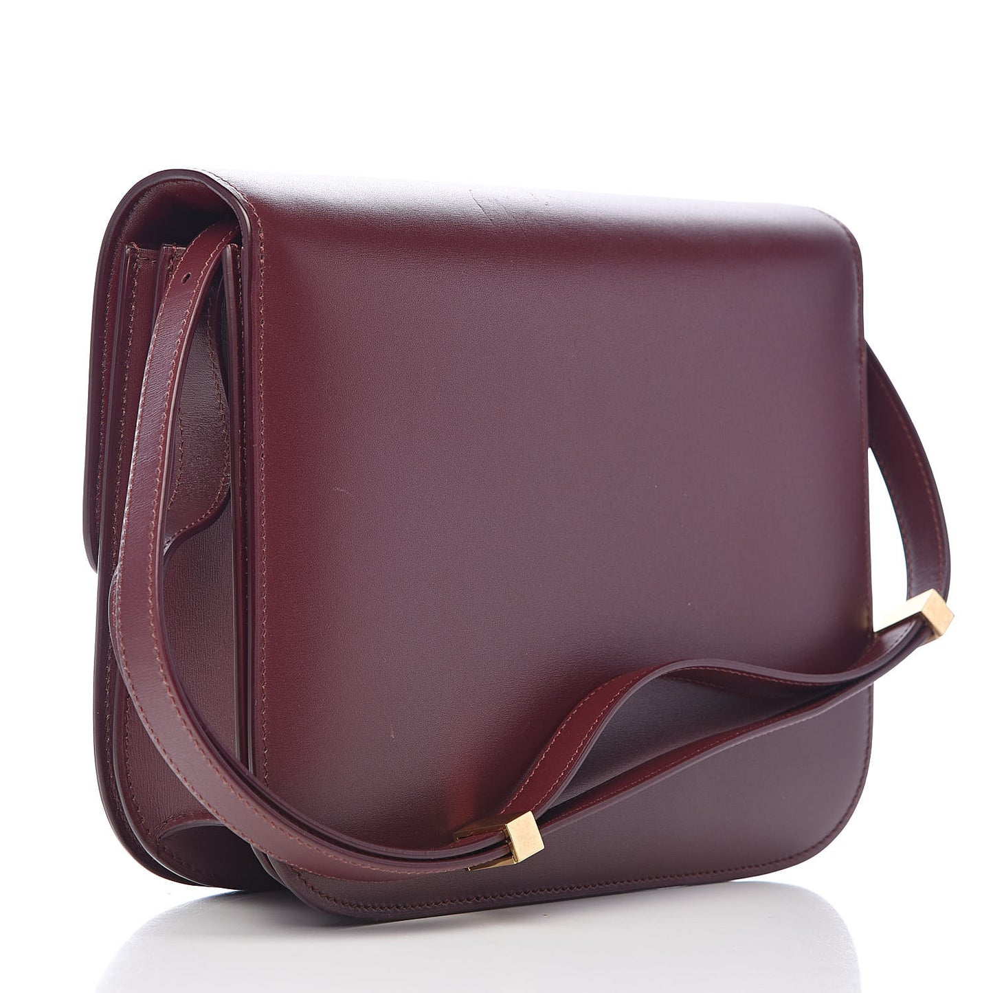 Box Calfskin Medium Classic Box Flap Bag Burgundy