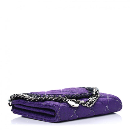 Stella McCartney Metallic Shaggy Deer Quilted Small Falabella Wallet Purple 3 of 6