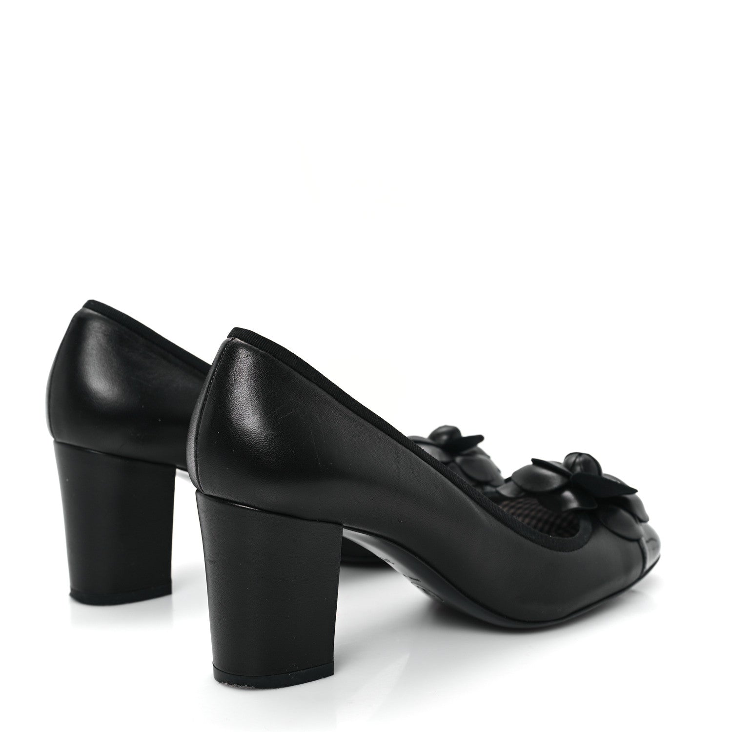 Chanel Lambskin Patent Calfskin Pearl Camellia Cap Toe Pumps 38.5 Black 5 of 10